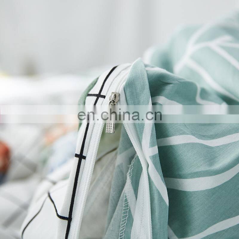 i@home 100% cotton modern bedding sets linen sheets duvet cover with palm leaves delicate pattern for living room