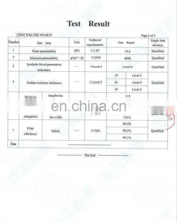 75gsm spunlace nonwovenfabric laminated with pe for protective coveralls