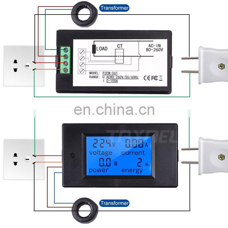 AC80-360V 100A 20A Digital LCD Voltage Current Power Energy Meters indicator Voltmeter Ammeter Wattmeter Tester Detector TX-061