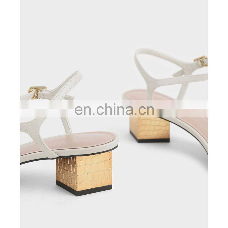 Latest sandals designs for ladies sculptural chrome heels sandals shoes with ankle strap women shoe