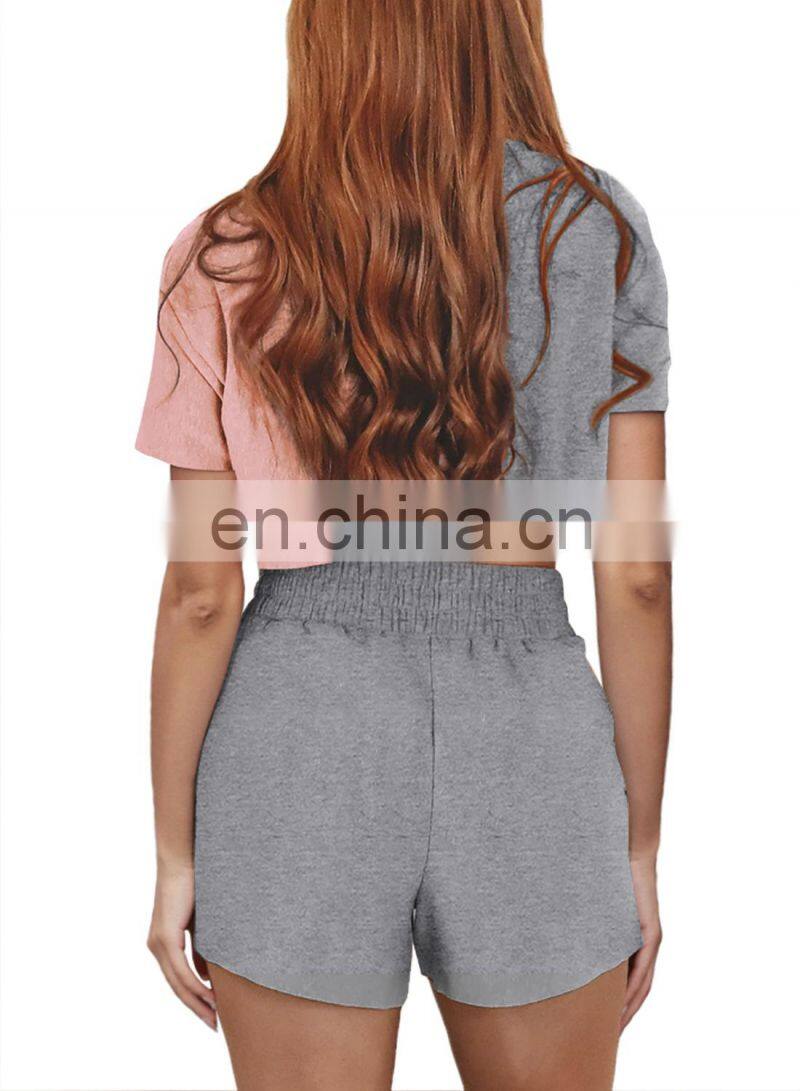 Manufacturer customized LOGO women's spring and summer new casual sports round neck t-shirt 2-piece jogging suit