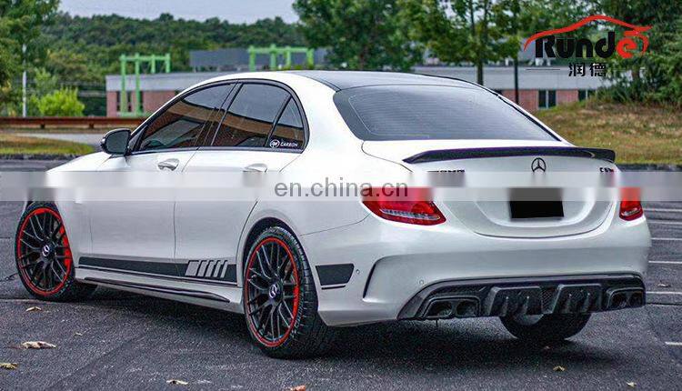 Runde Car Modification Carbon Fiber Material Rear Lip Exhaust For Mercedes-Benz W205 C200 C260 C300 C63AMG rear lip exhaust