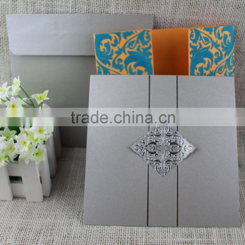 Various Color Handmade Delicate Luxury Invitation Card with Flocking