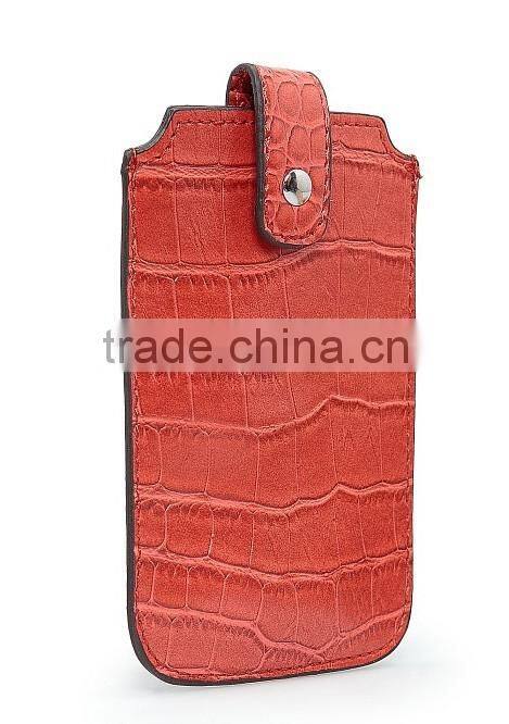 high quality handmade crocodile leather phone case with edge coats and small flap custom logo phone sleeve for iphone