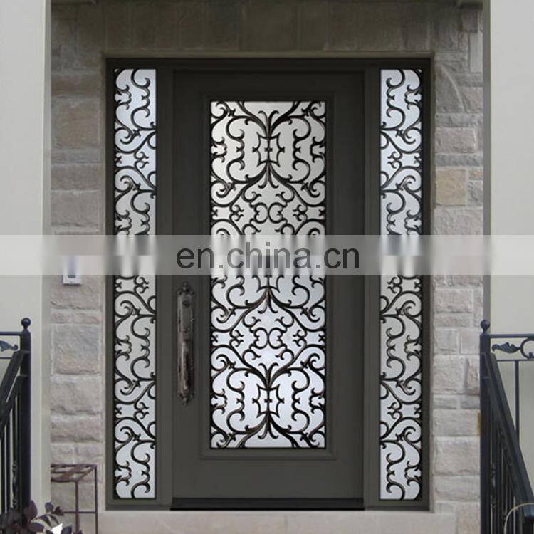 Cheap price modern safety main entrance waterproof wrought iron grill single security gate door design