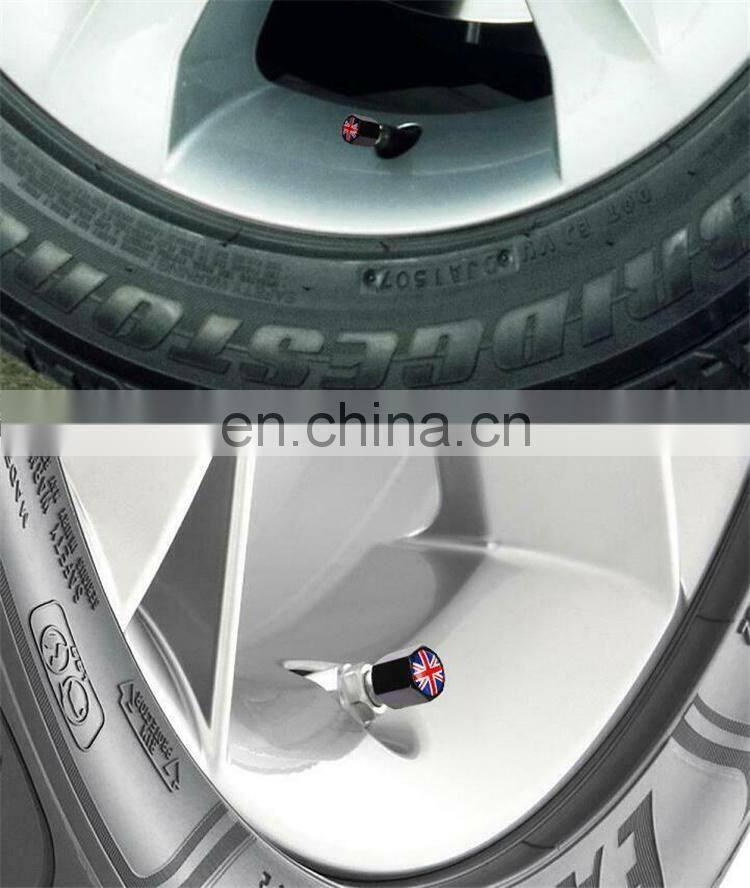 Union Jack Car Tyre Air Valve Dust Caps Plus Spanner Keyring