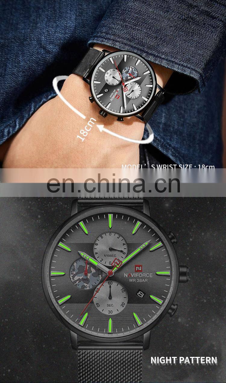 NAVIFORCE NF9169 Men Quartz Watch Simple Luxury Fashion Waterproof Mesh Watches For Mens On Sale