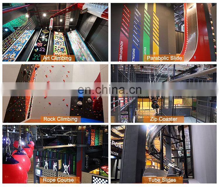 Complex Adventure Play Equipment Ninja Warrior Course Playground With Trampoline Park