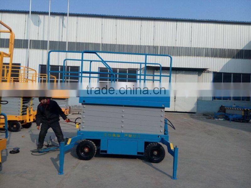 CE approved four wheels hydraulic mobile scissor lift platform SJY0.5-8