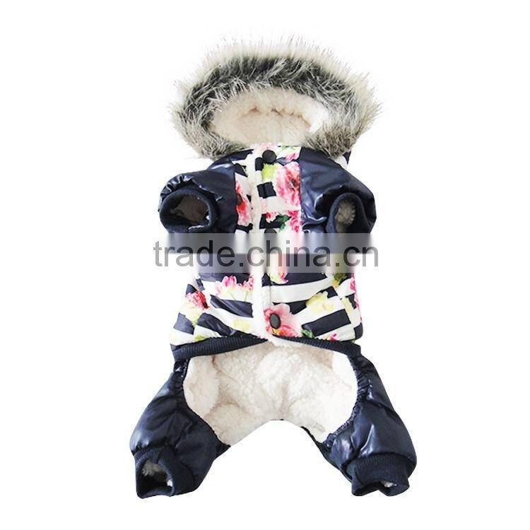 Luxury fur flower cotton Royal Blue dog clothes