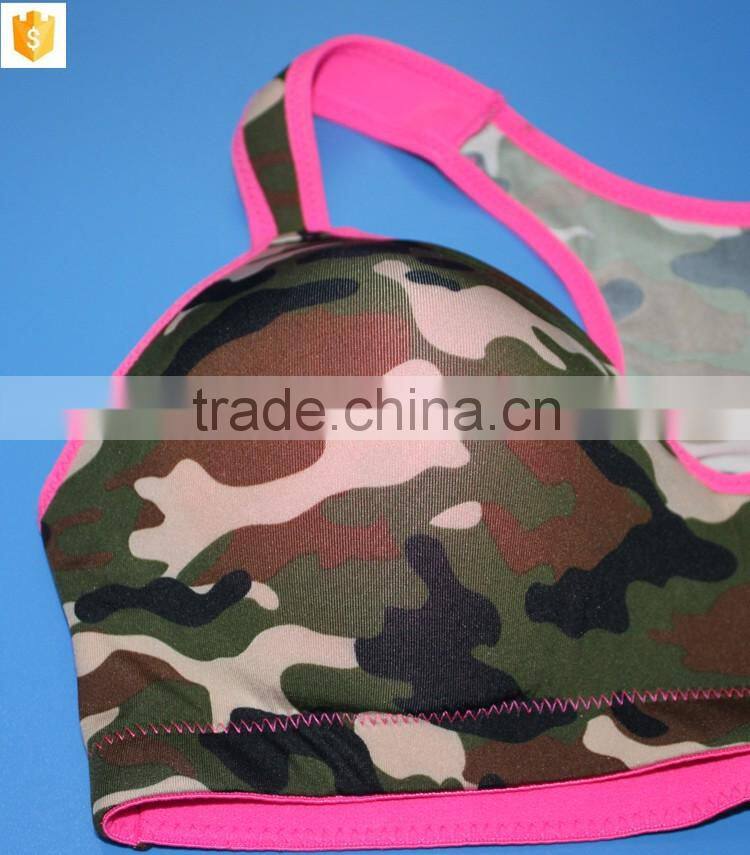 High quallity camouflage color sport bra,sexy women bra