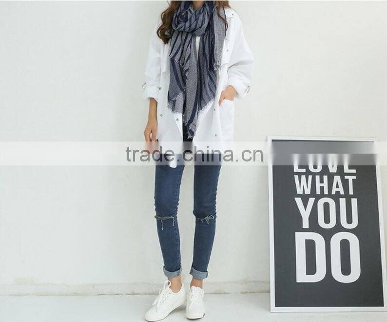 Wholesale New Style Lady Fashion Striped Voile Cotton Scarf