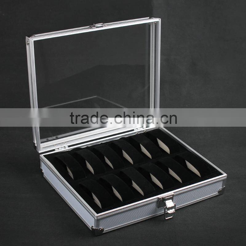 C67 ANPHY 12 unit watch display case aluminium watch box flannelette