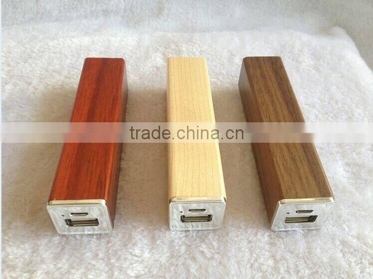 OEM products 2600mah powerbank wooden Material rectangle power bank