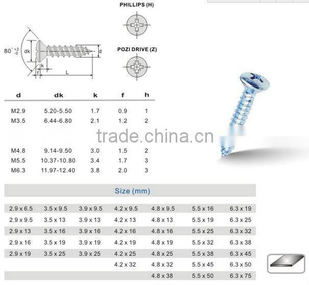 Good Quality!DIN7983 self tapping screws for plastic