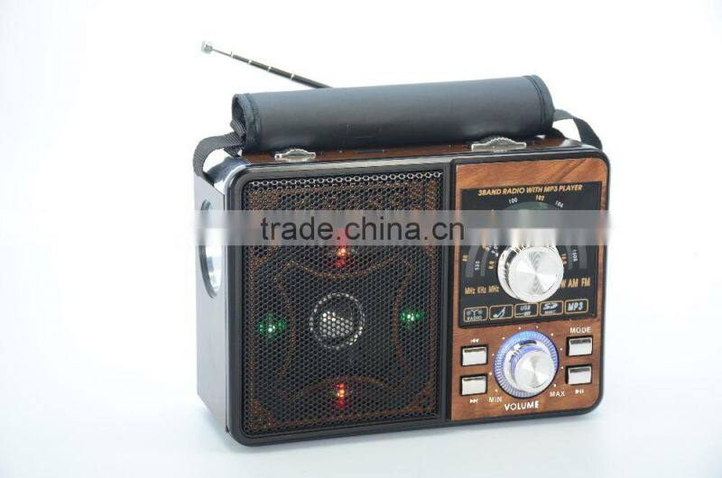 Hot Sale Torch Light Portable Style USB SD No Screen Bluetooth Wooden Radio