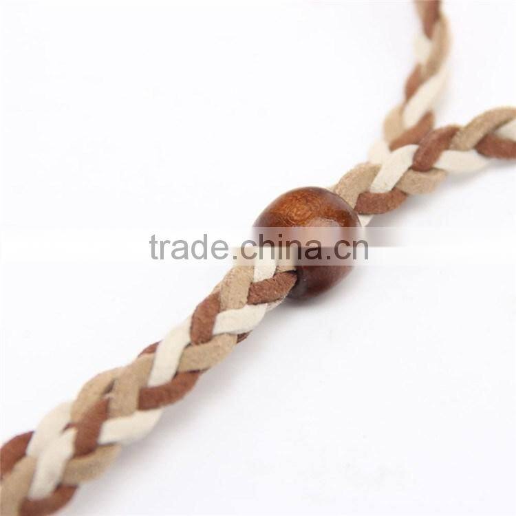 DSHB01 Tribal hair band indian peacock feather pendant headband golden leaves rope knitted belt elastic hairband