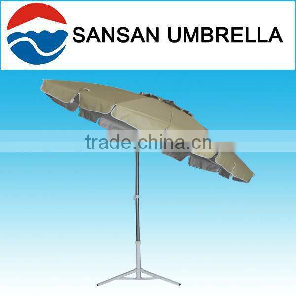 240CM wholesale Oxford fabric light-yellow fibre glass with tilt and lace beach sun umbrella