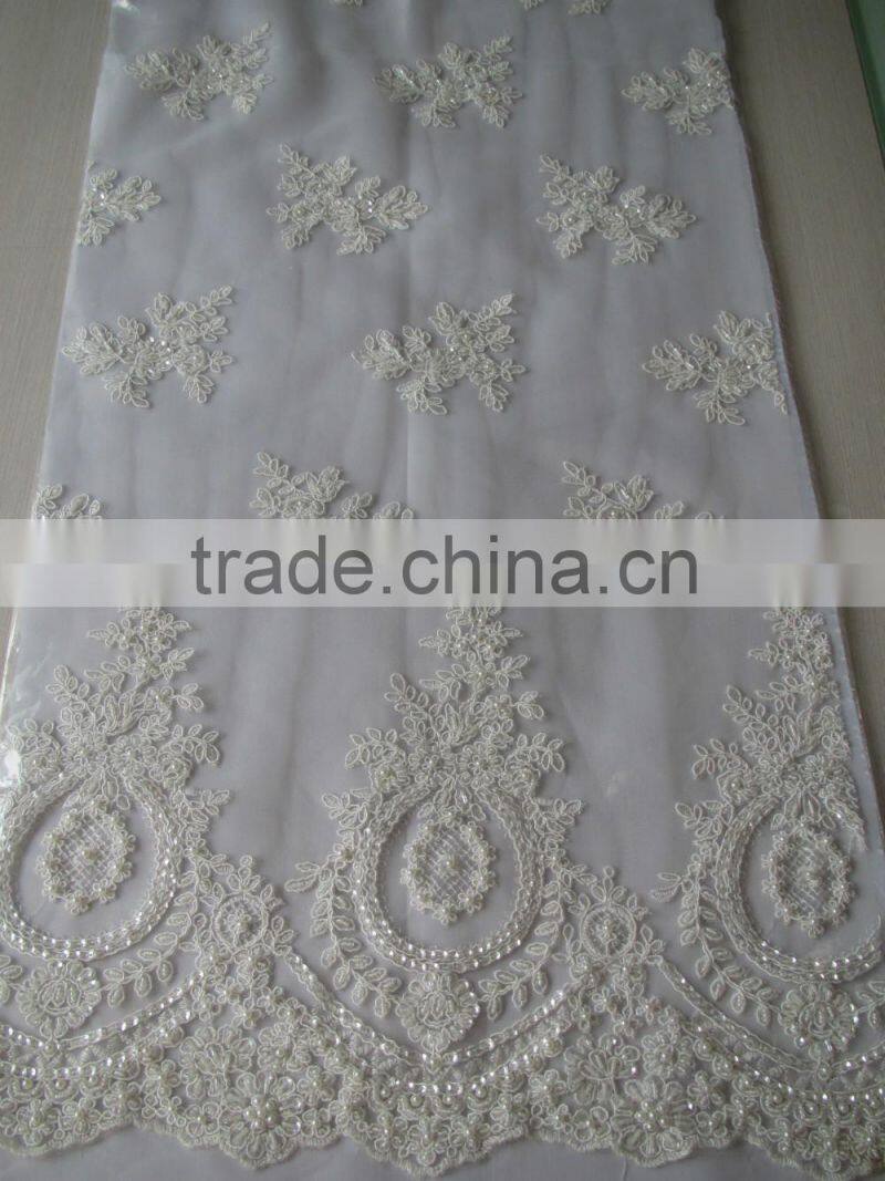 High quality white bridal lace fabric for wedding