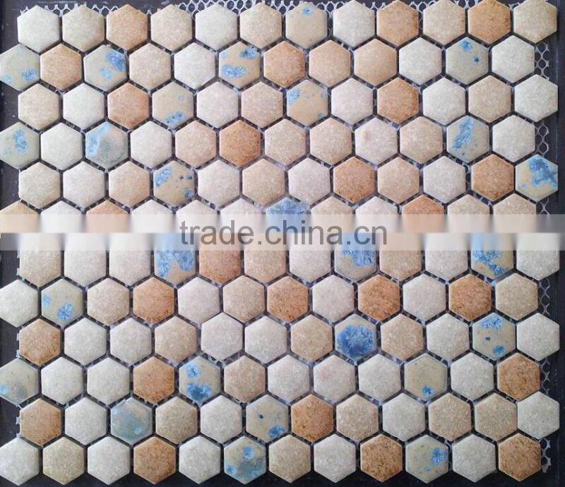 nice design blue white hexagon mosaic kiln
