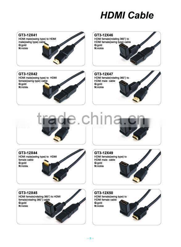 GT3-12X42 HDMI male (swing type) to HDMI female (swing type) cable