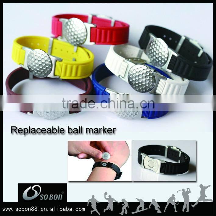 New design silicone wristband custom logo magnetic bracelet with changeable ball marker
