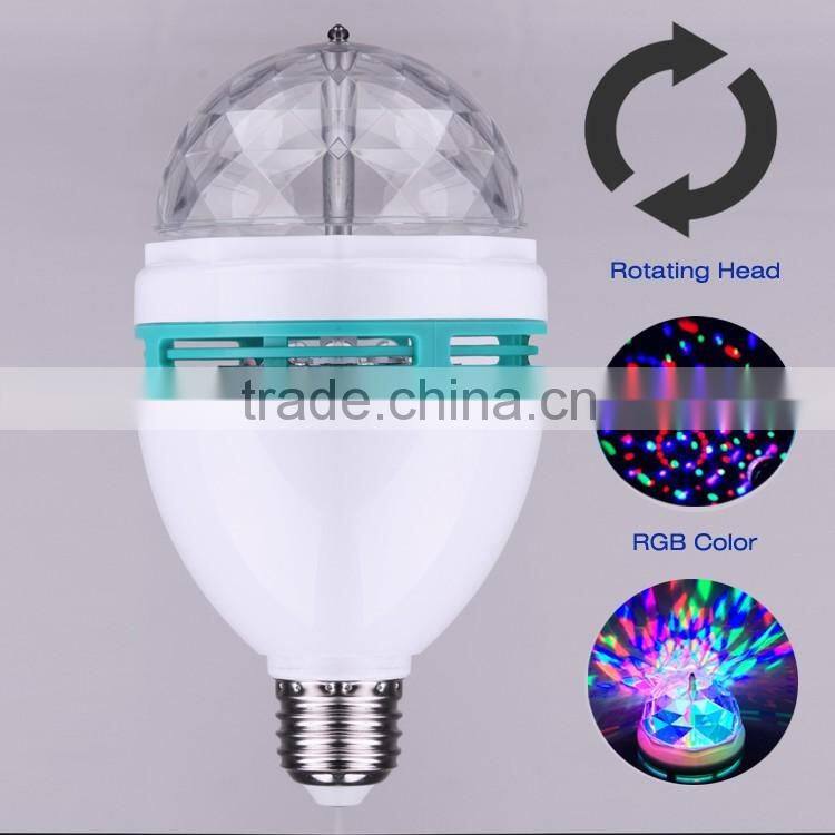3W Plastic Energy Saving Head Rotating Led Decoration Disco Laser Light Bulb