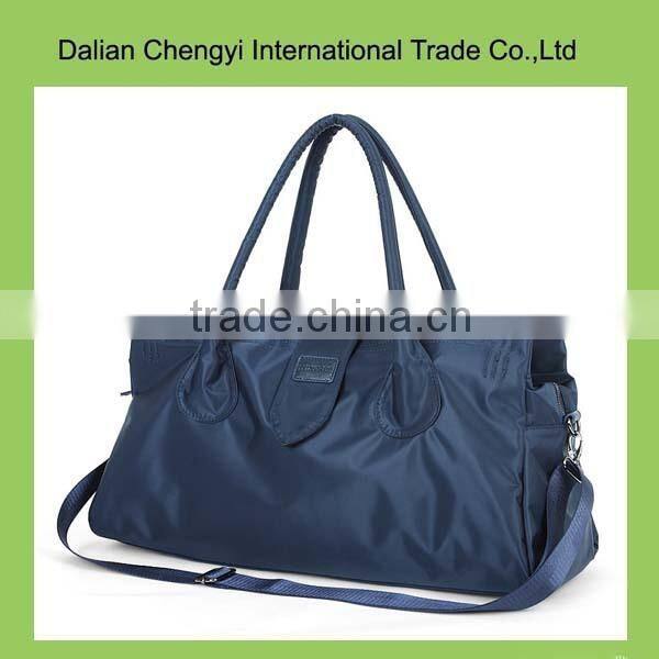 Low toxic solid color polyester tote travel bag with two straps