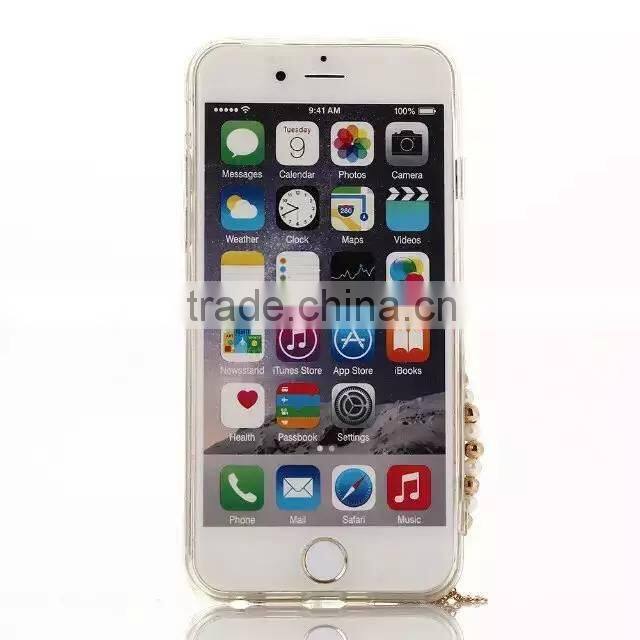 Luxury Mirror Chain Ring TPU Mobile Phone Cover Case For Apple iPhone 5 G 6 6S Plus