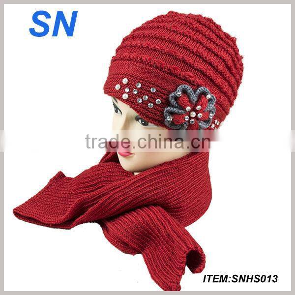 Winter fashion lady hat and scarf set