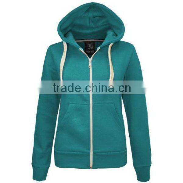 ladies plain zip hoodies fleece jacket womens