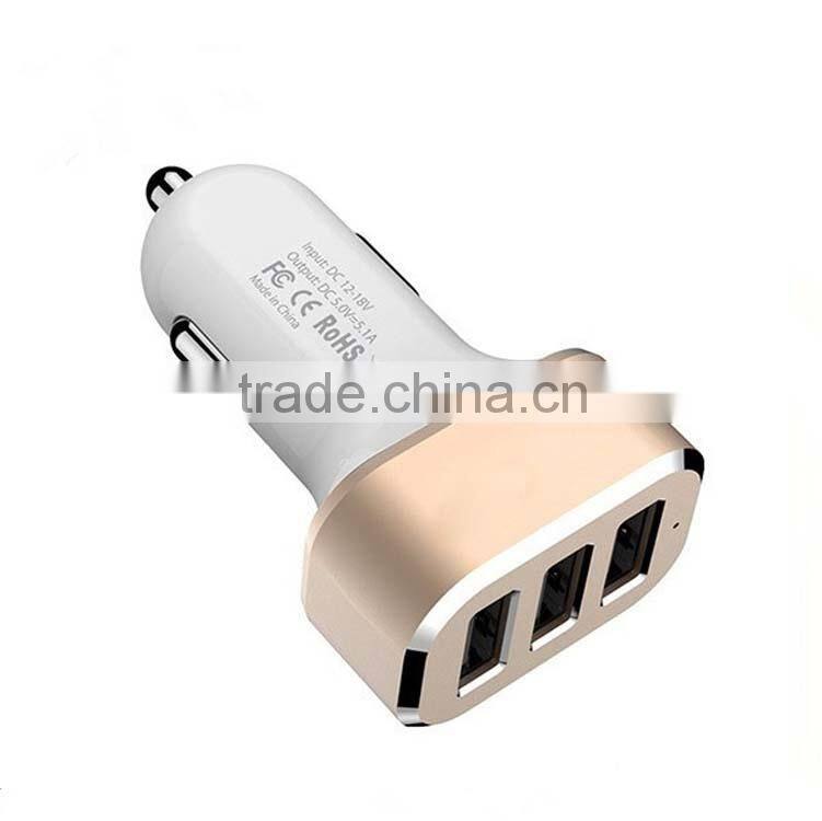 Factory Wholesales DC 12V-24V Input 3 USB Car Charger