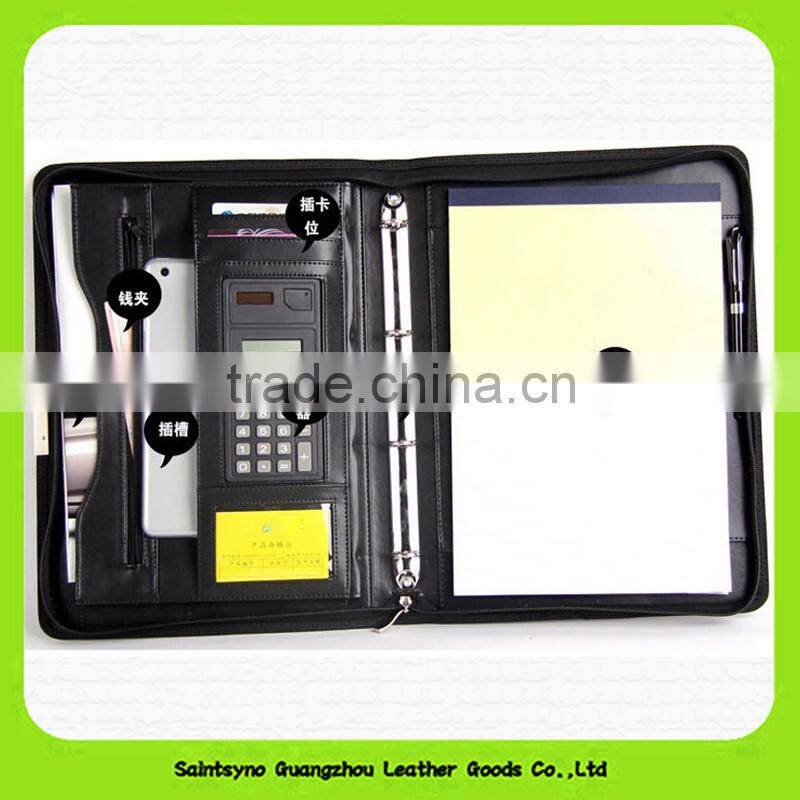 Customized A4 Leather Document File Cover Folder With Calculator Office File Cover Designs