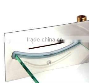 Nickel Brushed Wall Mount Waterfall Faucet Glass Bathroom Faucet QH0500WS