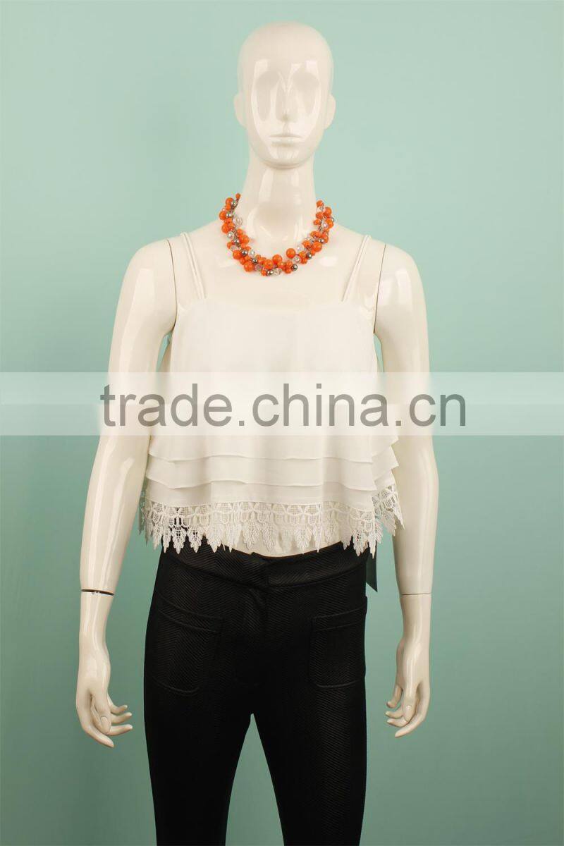 2015 models chiffon blouse lace in the bottom online shopping
