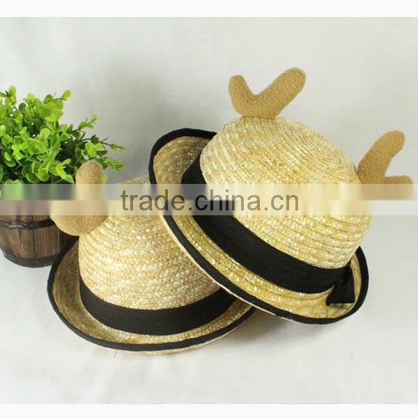 Wholesale different colour Nice Summer straw hat Beach Hats For Children kids