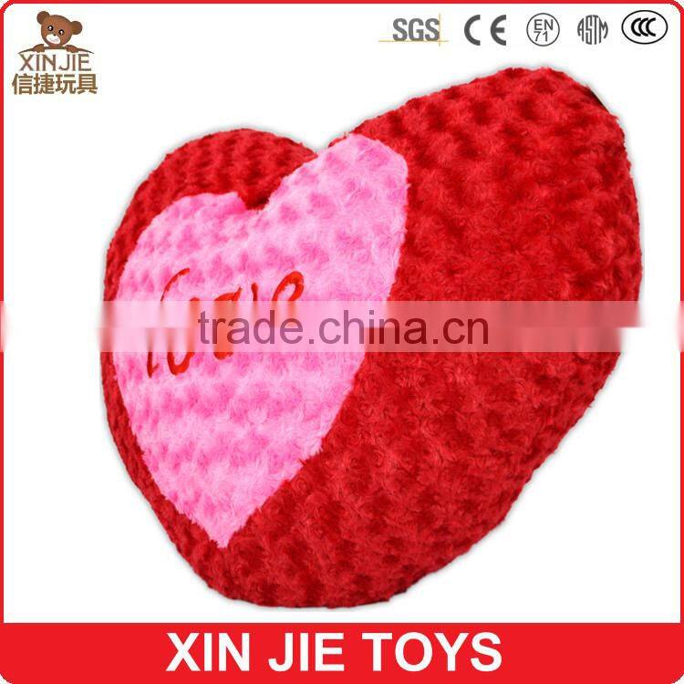 hot sale red plush love heart shape embroidered pillow and cushion