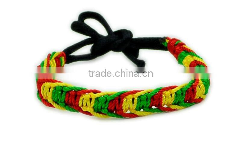 Hot Sale Wholesale handmade red/yellow/green braided friendship bracelet