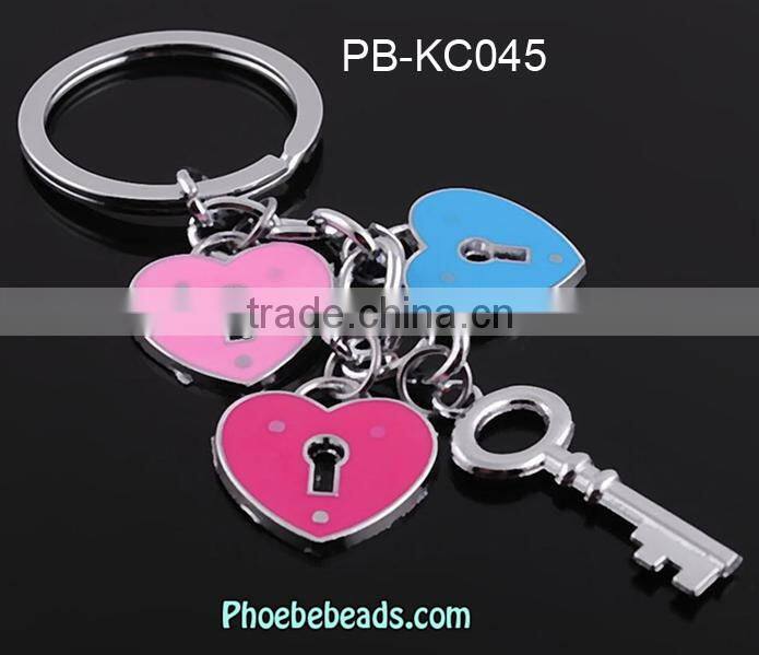 Wholesale Popular Bunch Three Heart Crystal Love Key Chain PB-KC043