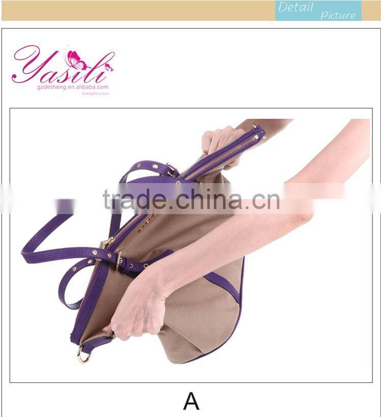 elegant ladies canvas handbag genuine cow leather canvas
