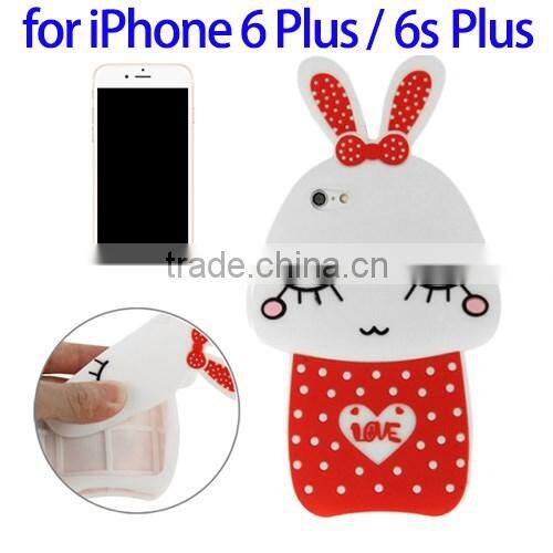 3D Creative Rabbit Pattern Silicone Protective Case for iPhone 6 Plus, Cute Back Case for iPhone 6s Plus
