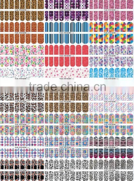 2015 wholesale 16pcs/sheet water transfer nail stickers decal cheap stickers nail