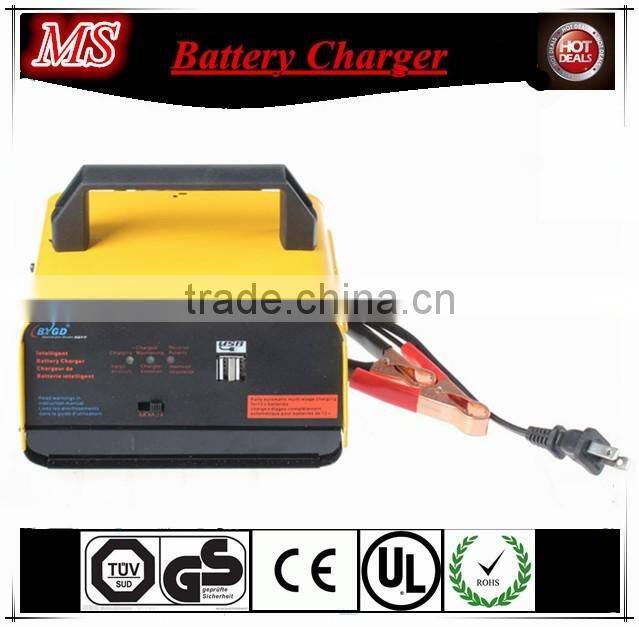 12V rechargeable car battery charger with 2/4/8A current output