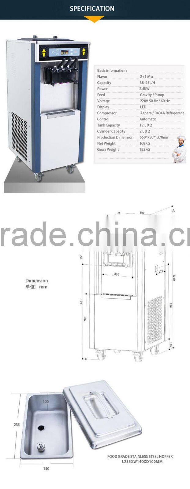 2016 best price pre-cooling soft ice cream cone making machine
