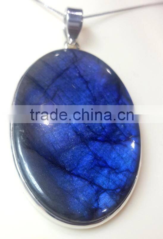 Labradorite Rectangle Cabochon Natural Gemstone Pendant, 925 Solid Sterling Silver Pendants, Designer Bezel Pendant