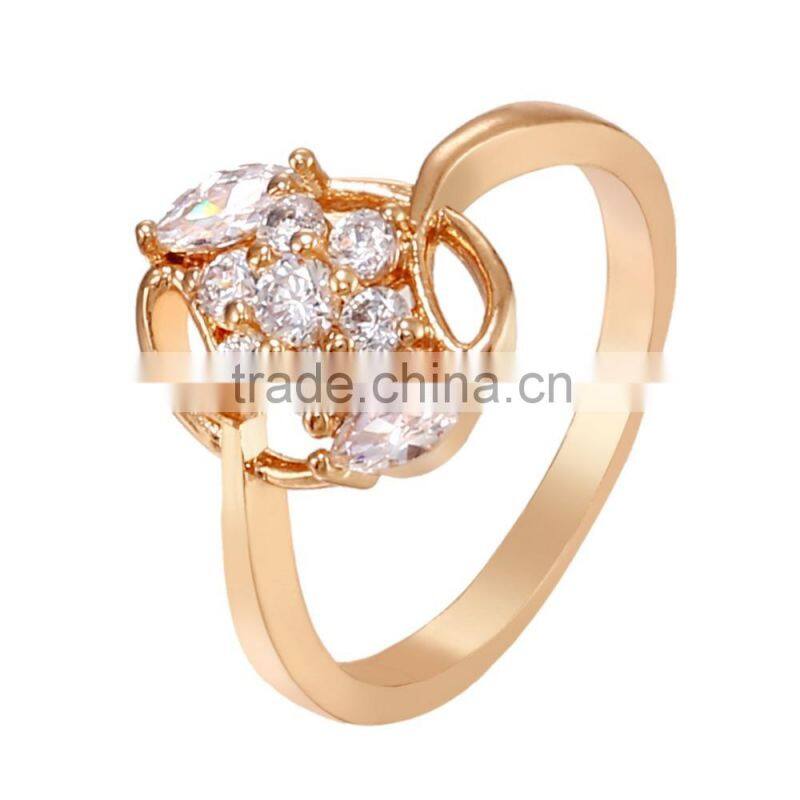 Chic Clear Zircon Ellipse and Flower Shaped Women Engagement Ring