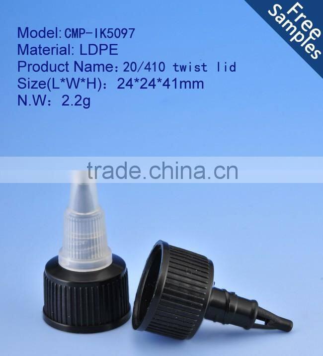 20mm plastic twist off cap, 24mm black plastic twist top cap, twist top lid