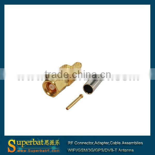 RF Connector, 50 Ohm Straight Crimp Plug SMC Connector for RG-316, RG-188, RG-174