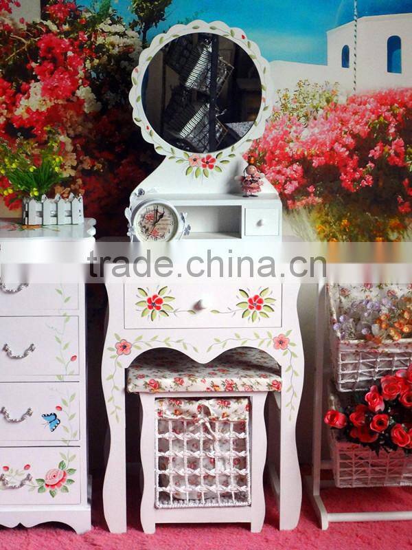 Modern luxury fashinal wooden dresser / white Top selling high-end French dressing table with drawers