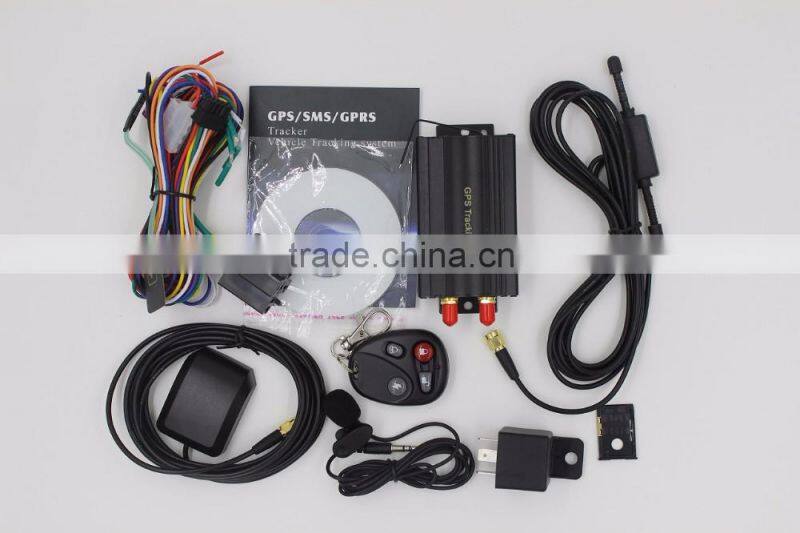 High quality real time gsm/gprs/gps remote control shake sensor car gps tracker tk103b